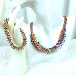 HANDMADE~Colorful Confetti Necklace and Bangle Set
